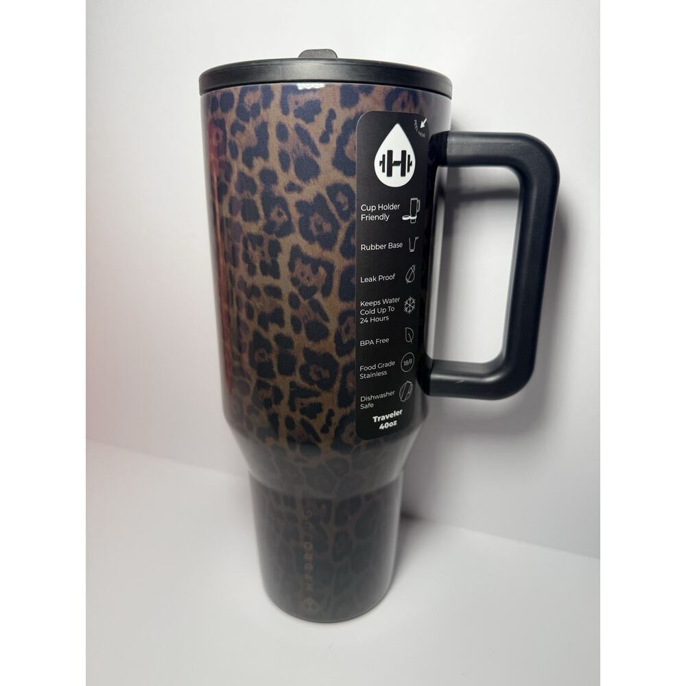 Authentic Hydrojug X ACTA 🐆 LUXE LEOPARD 40oz Traveler Tumbler BNWT